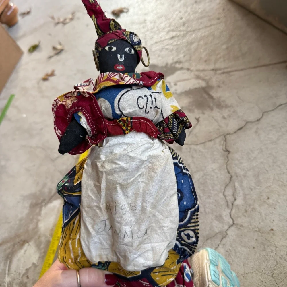 Vintage Miss Jamaica Fabric Doll Folk‎ Art Collectible Handmade